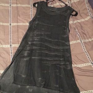 Gray long tye-dye tank top dress